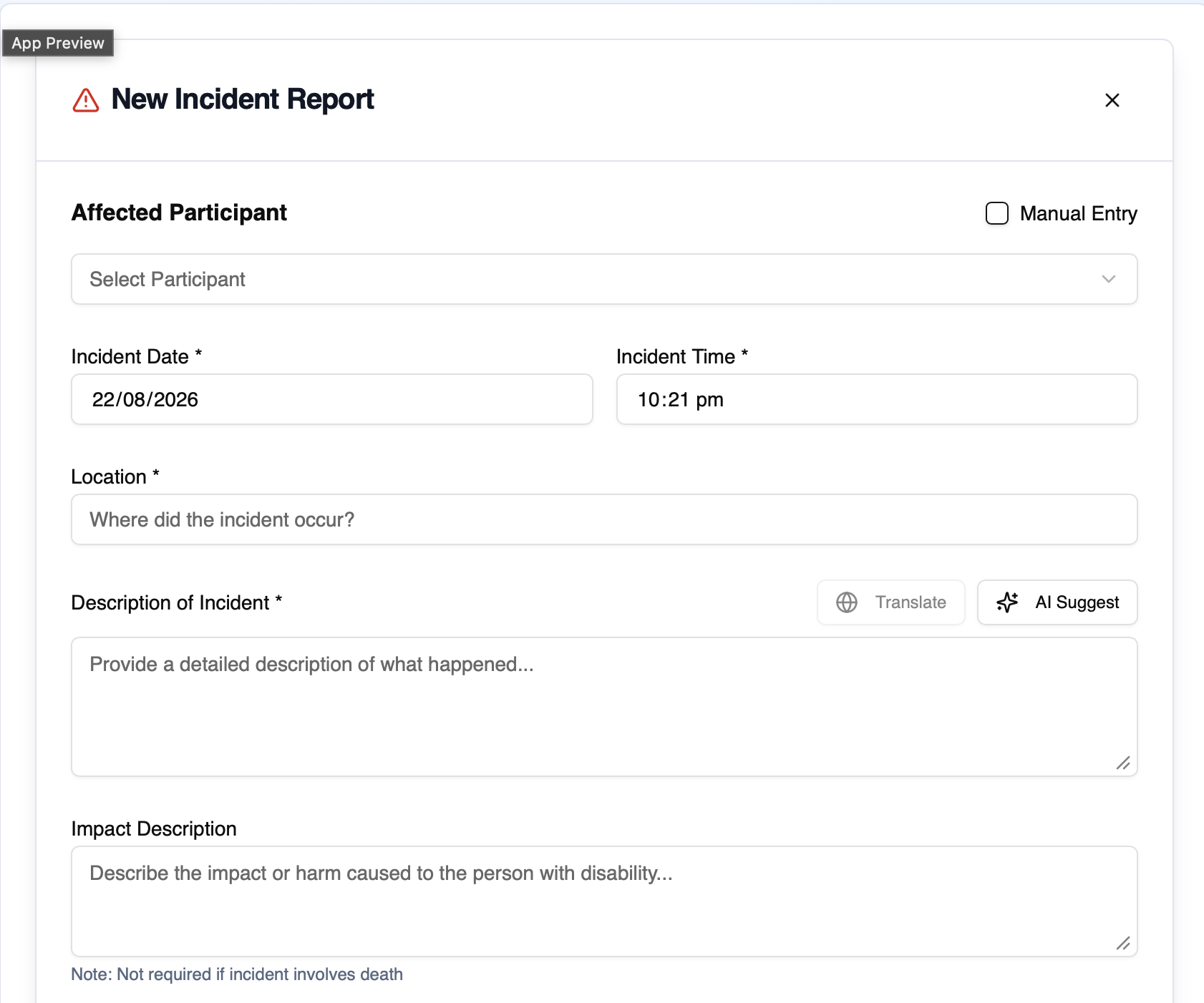 Incident reporting